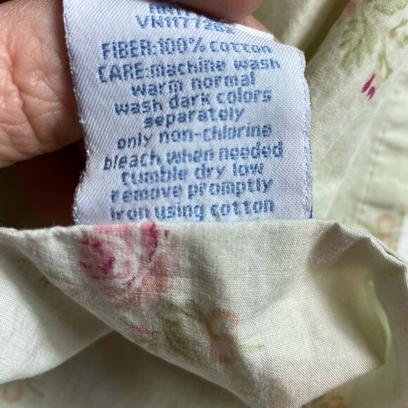 Vtg Simply Shabby Chic Bramble Roses Light Green Pink Flat Sheet King 82" x 100" - Picture 4 of 6